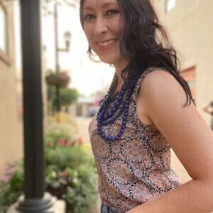 Intermix womens sleeveless blouse silk floral medallion print shirt small